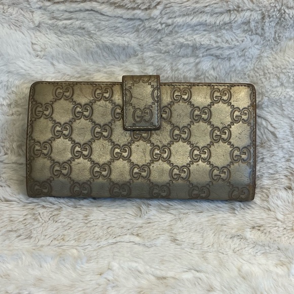 🤎Gucci Long Wallet Embossed Guccissima Monogram Gold Heart GG Logo - Picture 7 of 17